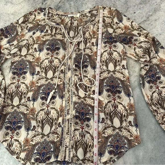 Anthropologie Meadow Rue Myrtle Peasant Blouse Cream Floral Paisley Size XS - Picture 12 of 12